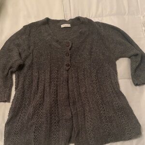 Tweeds Charcoal Gray Knit Button-Front Cardigan